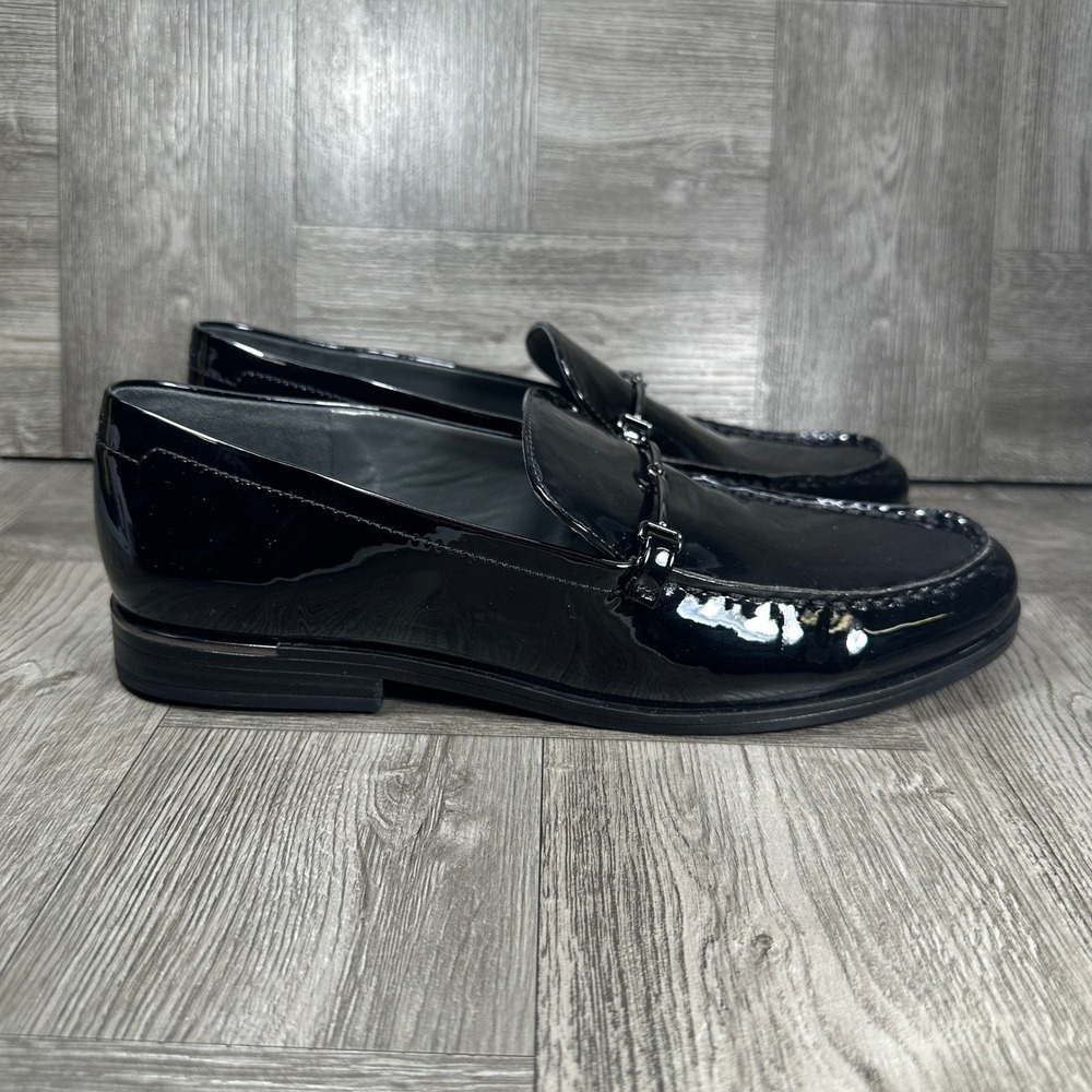 Franco Sarto Loafers Leandre Women 7.5 Black Patent Leather Bit NEW Leandre